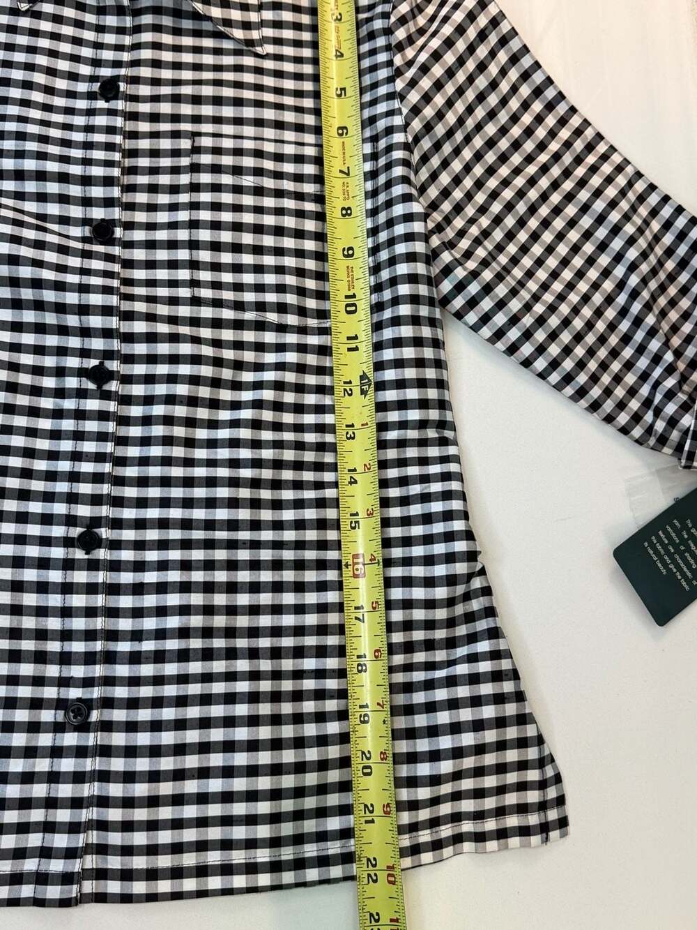 Ralph Lauren Petite 100% Silk Black and White Gingham Button-Down Shirt - Picture 4 of 6